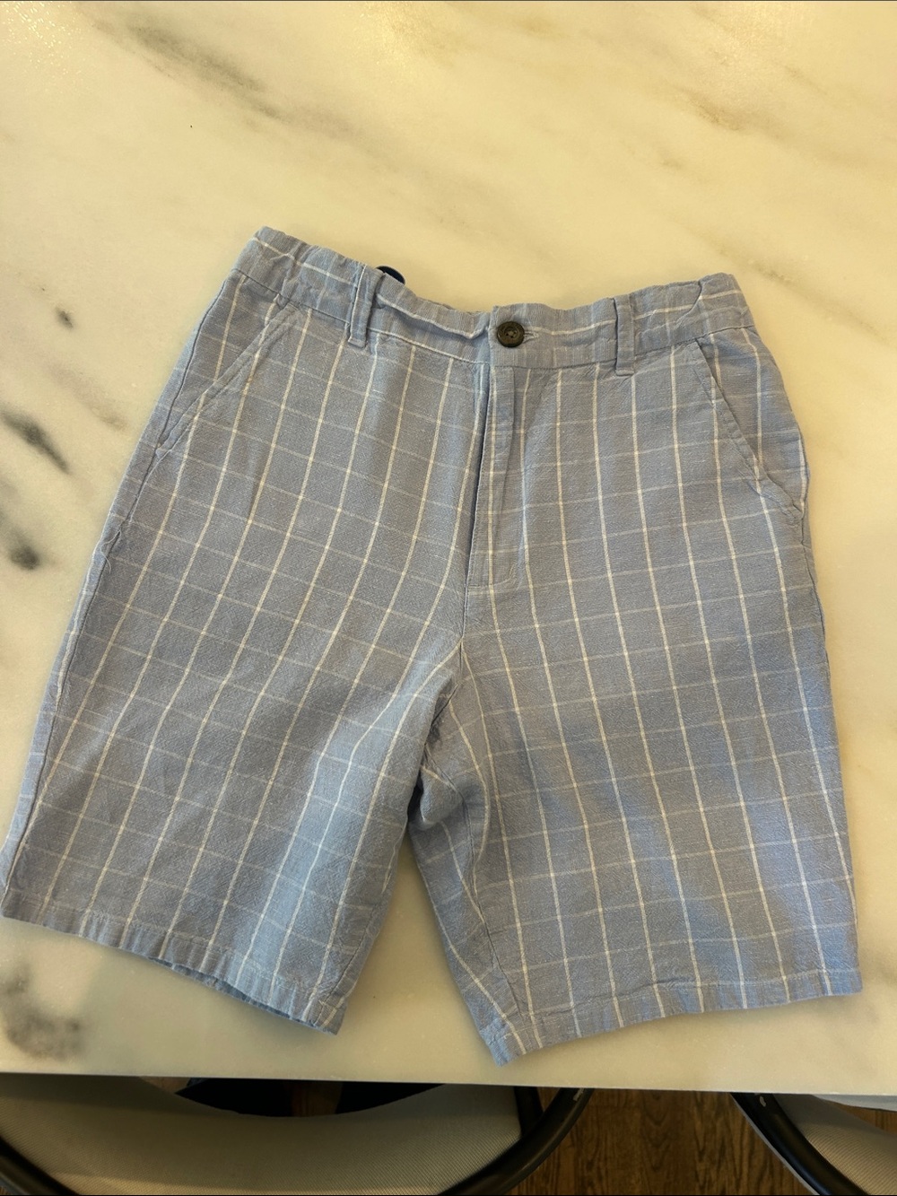 Janie and Jack Light Blue Plaid Boys Shorts size 16